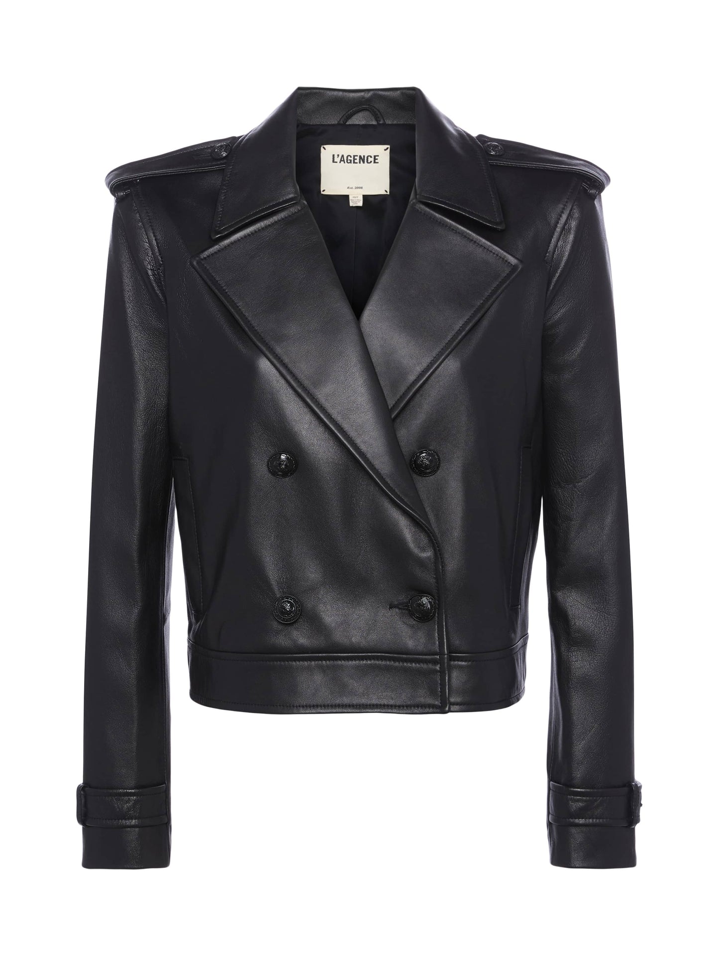 Xoey Cropped Leather Trench Coat