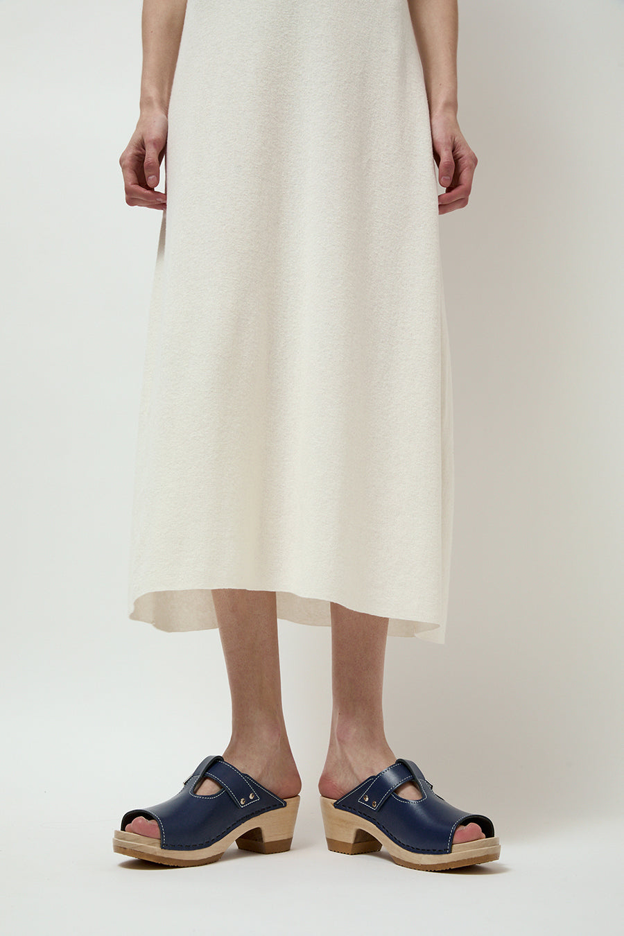 No.6 T Strap Clog on Mid Heel in Ocean