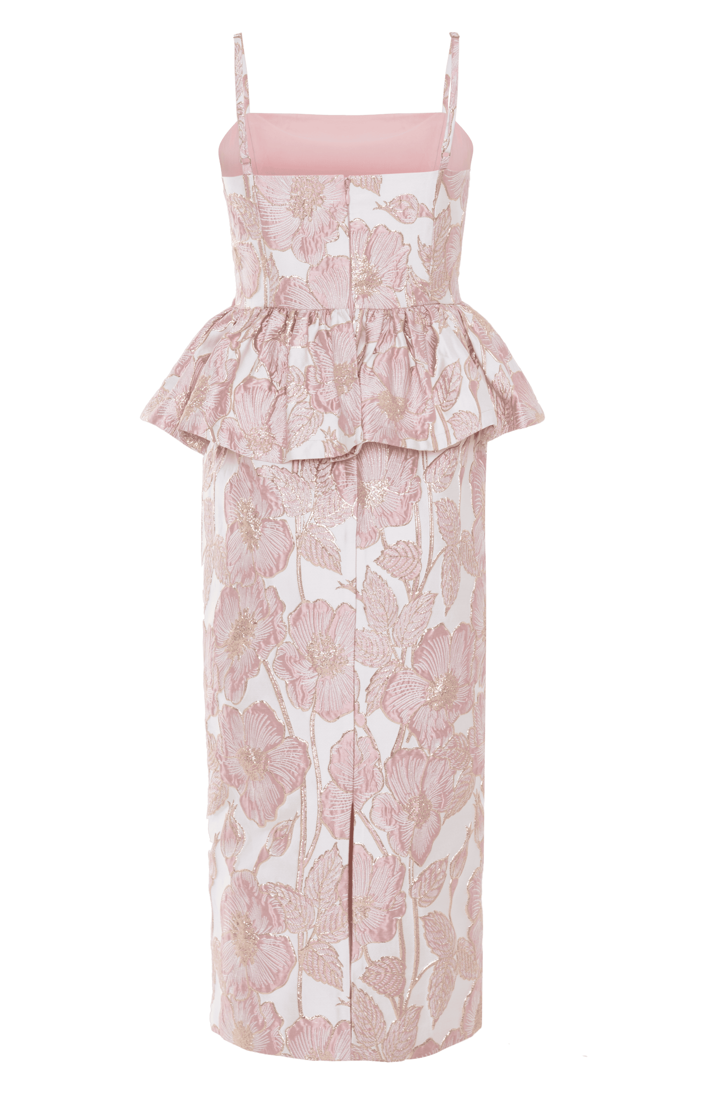 PETAL JACQUARD PEPLUM MIDI DRESS