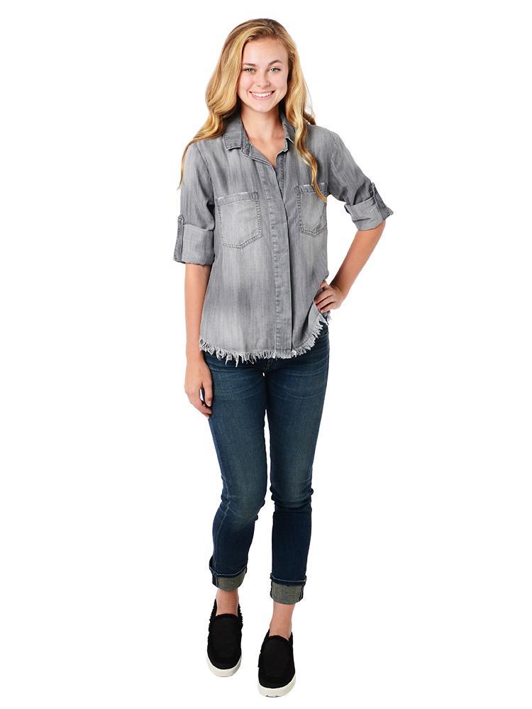 Bella Dahl Frayed Hem Split Back Top