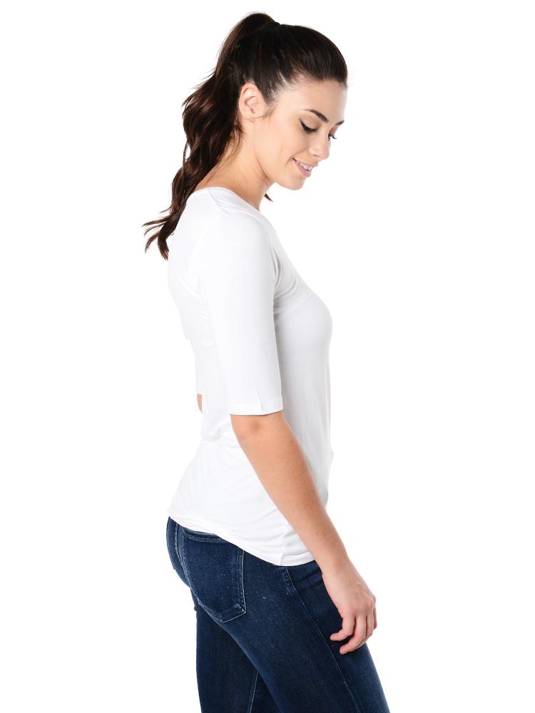 Majestic Elbow Sleeve Crew Neck Tee
