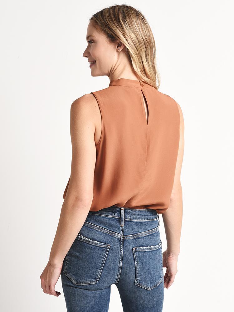 Naked Zebra Mock Neck Curved Hem Top