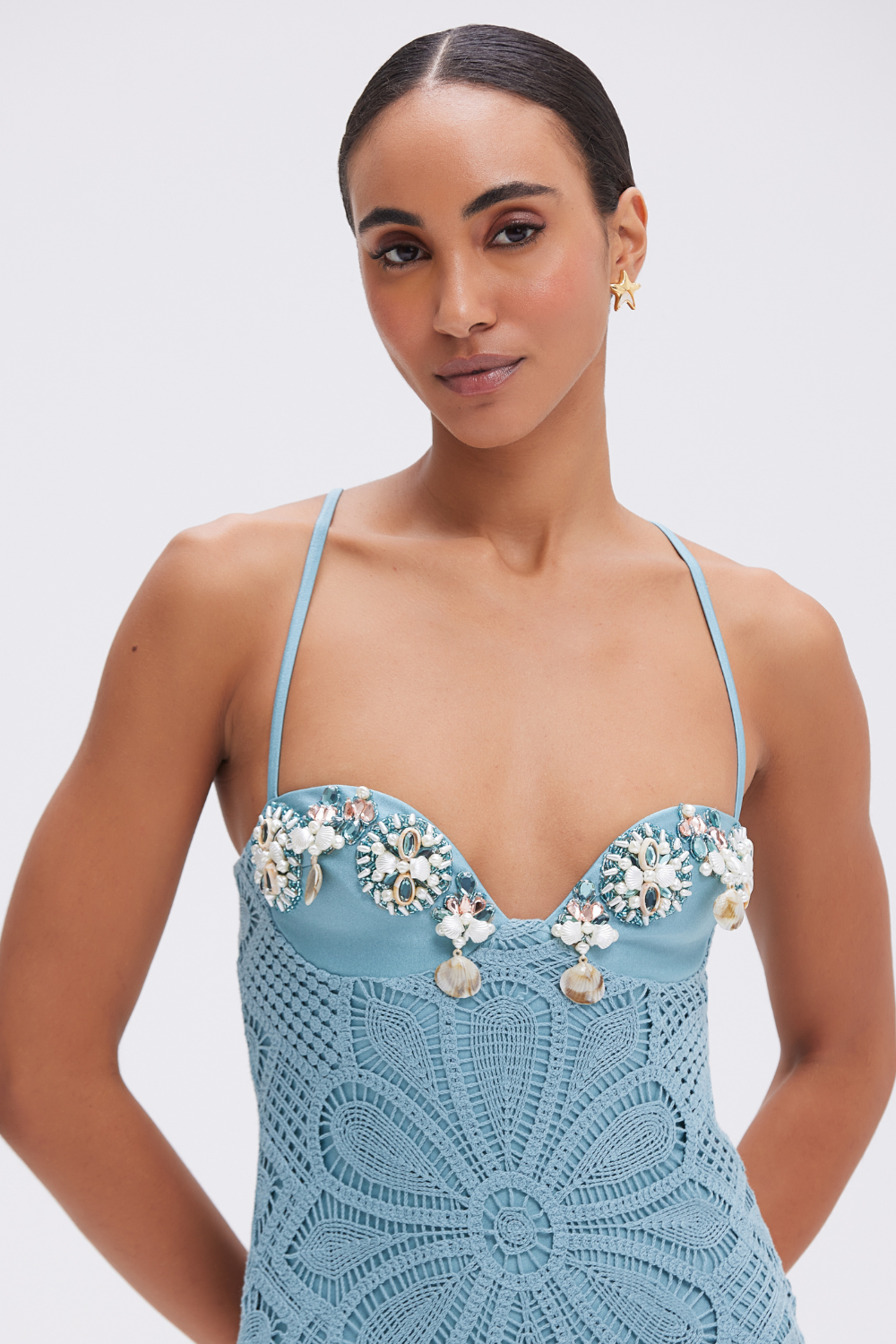CROCHET EMBROIDERED MAXI DRESS