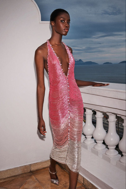 HAND-BEADED OMBRE GOWN
