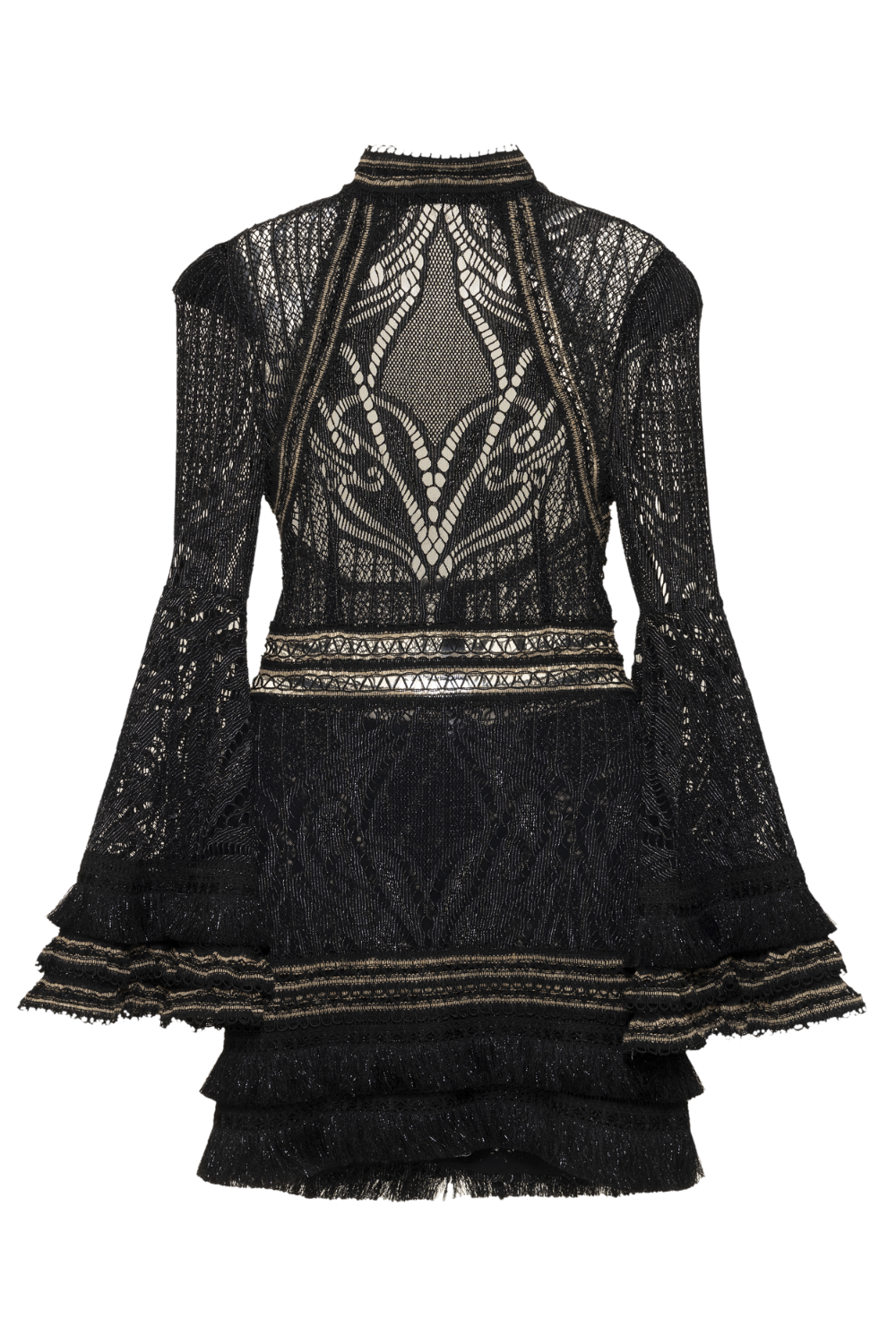 LACE AND FRINGE MINI DRESS