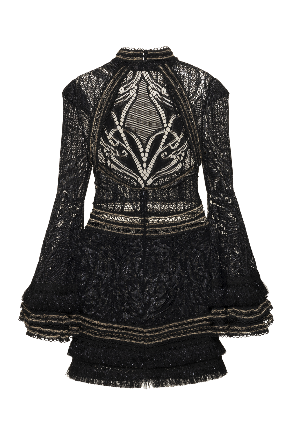 LACE AND FRINGE MINI DRESS