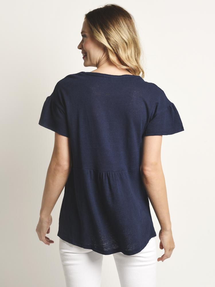 Skies Are Blue Eyelet Crochet Knit Tee