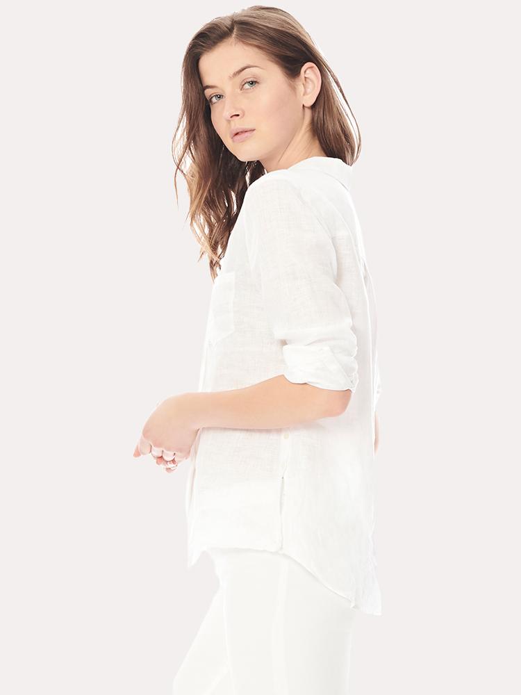 Ecru Streep Washed Linen Shirt