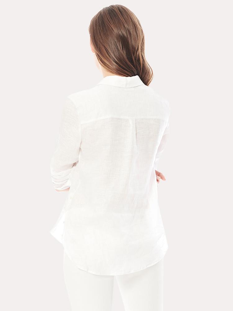 Ecru Streep Washed Linen Shirt