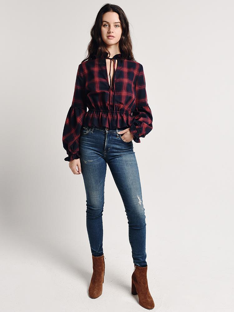 The Fifth Label Nash Check Long Sleeve Top