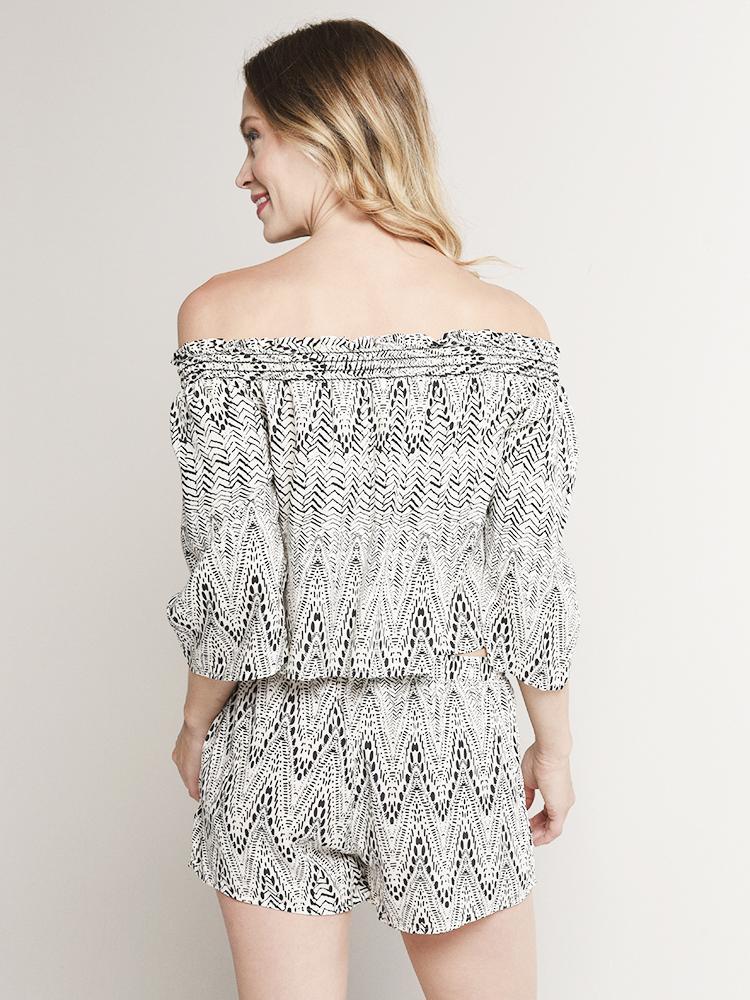 Glam Geo Mod Print Off The Shoulder Top