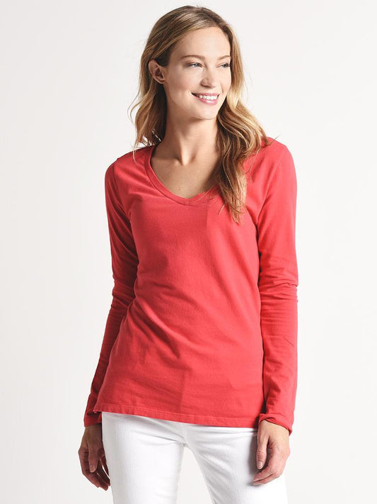 Dylan Effortless Long Sleeve V Neck Tee