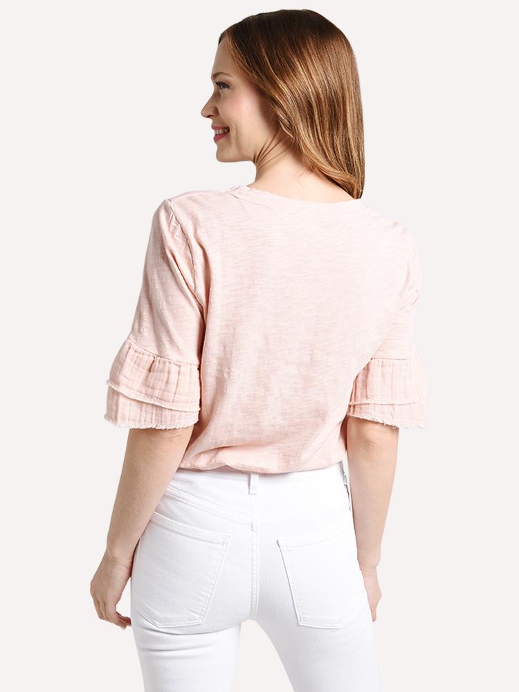 Dylan Slub Cotton Double Ruffle Tee