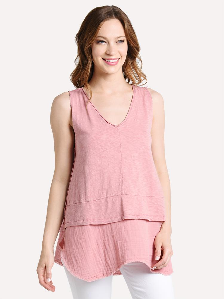 Dylan Women's Slub Cotton Vintage V-Neck Blouse