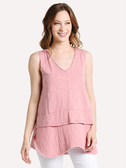 Dylan Women's Slub Cotton Vintage V-Neck Blouse