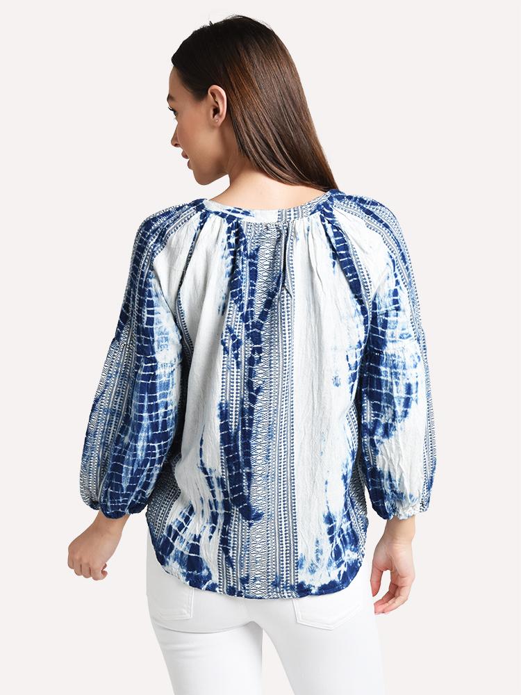 Dylan Embroidery & Tie Dye Indigo Tunic