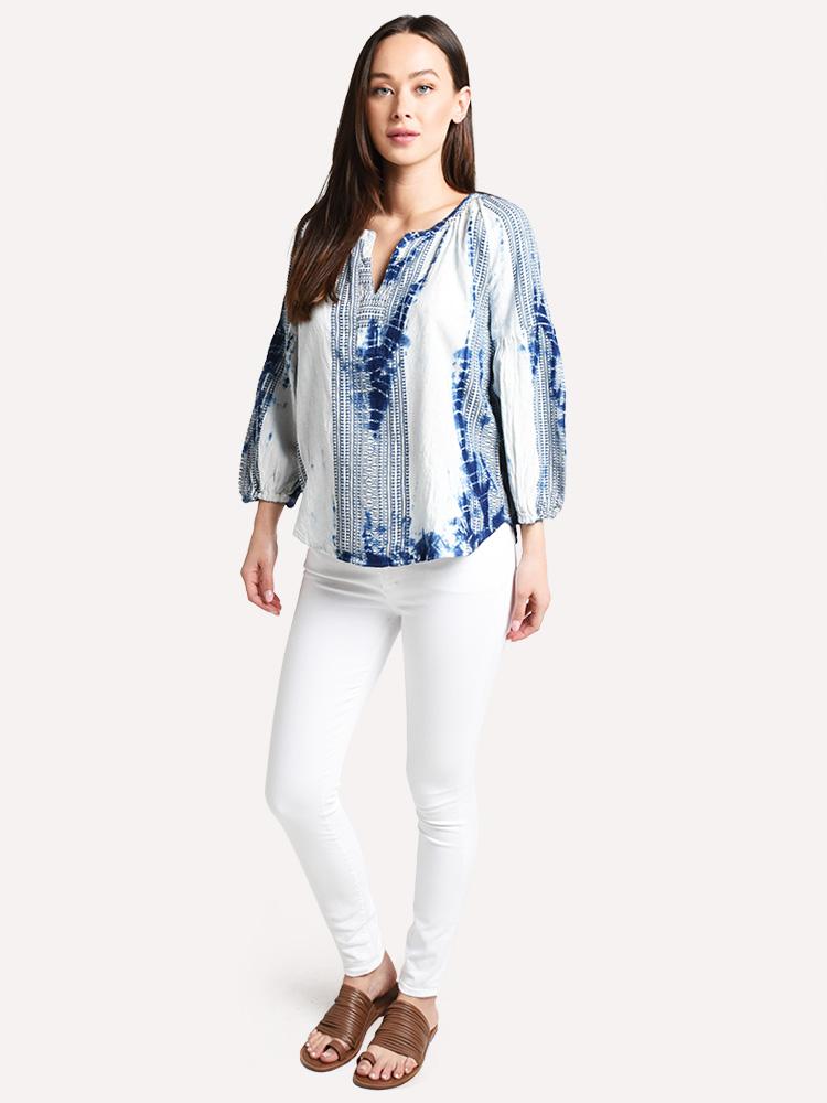 Dylan Embroidery & Tie Dye Indigo Tunic