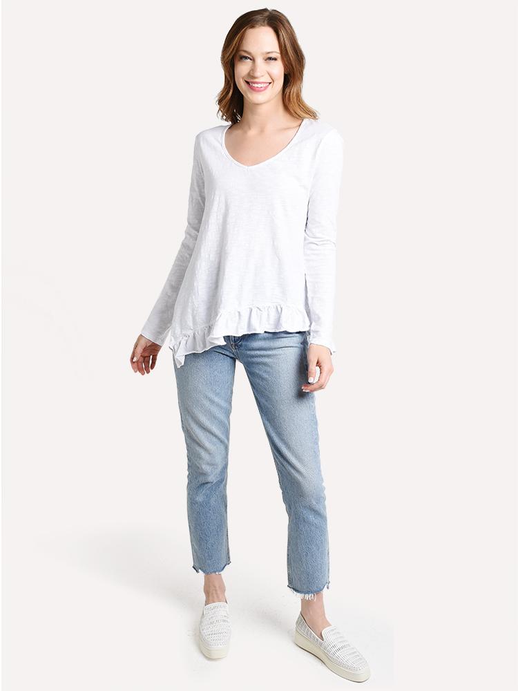 Dylan Women's Soft Slub Long Sleeve V-Neck Tee