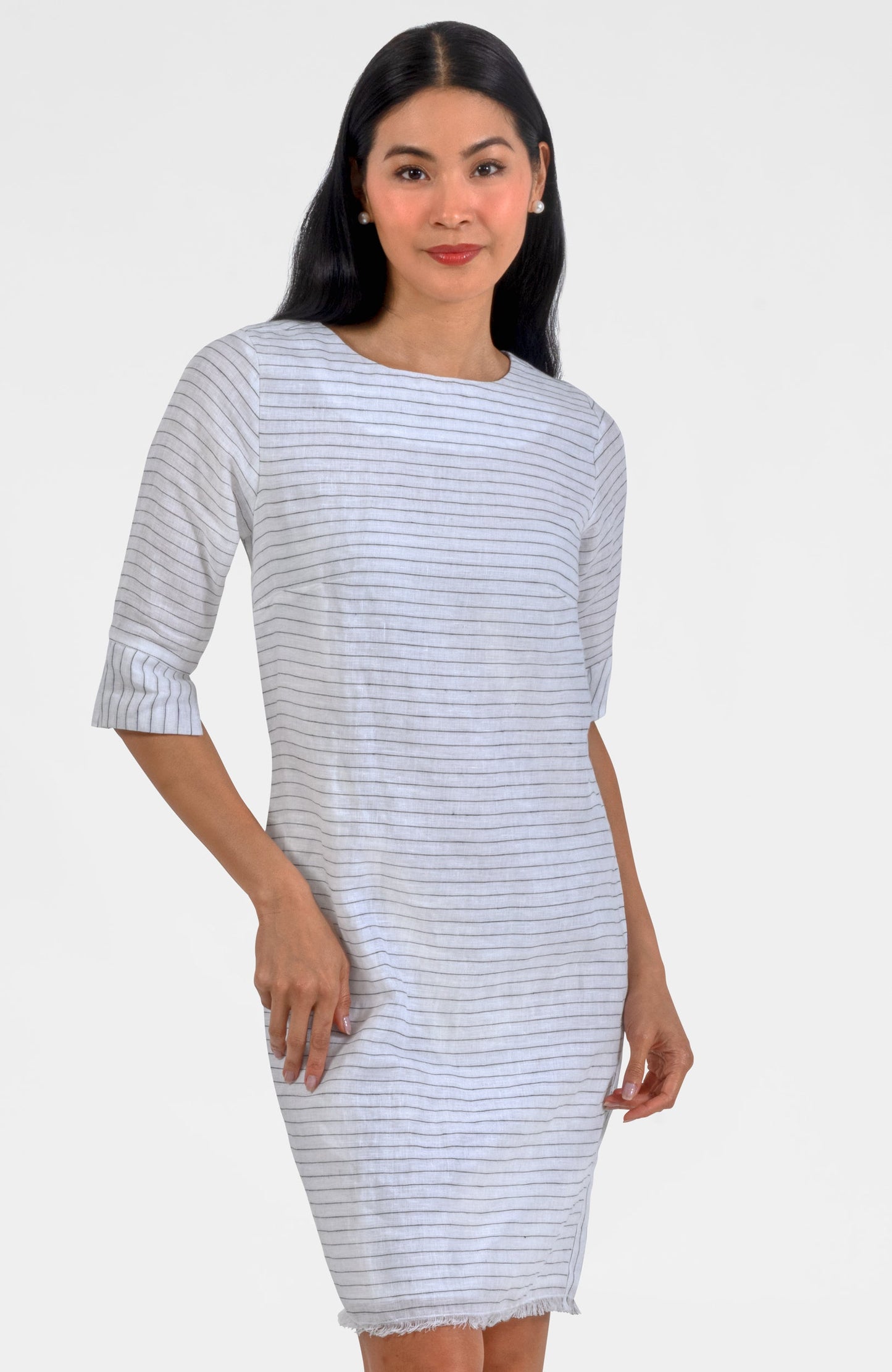 Linen Fringe Fun Dress - Stripe It