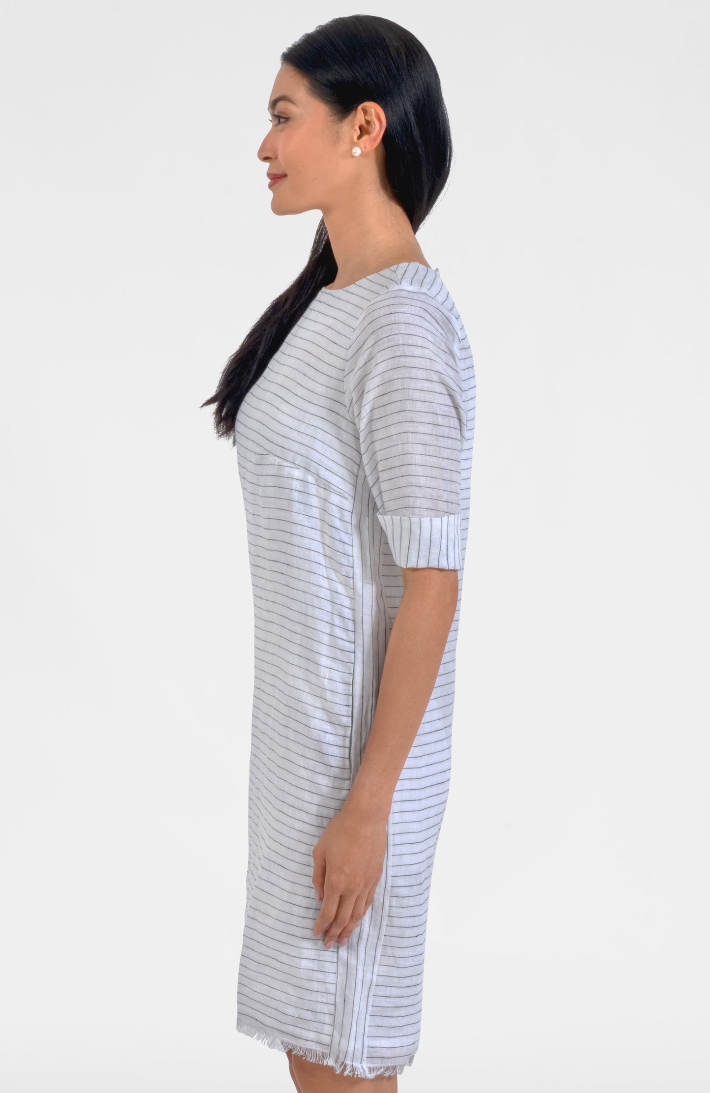 Linen Fringe Fun Dress - Stripe It