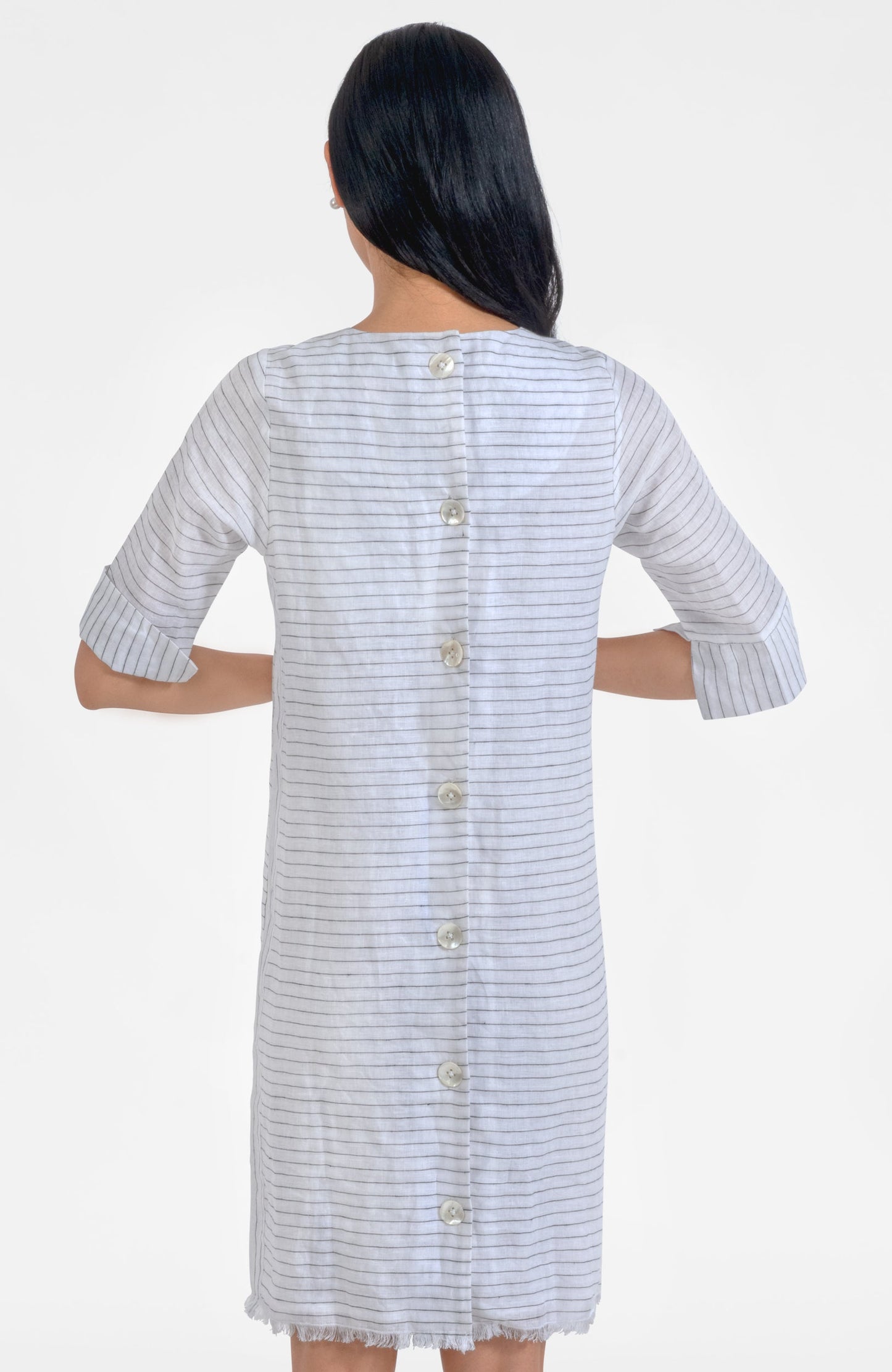 Linen Fringe Fun Dress - Stripe It