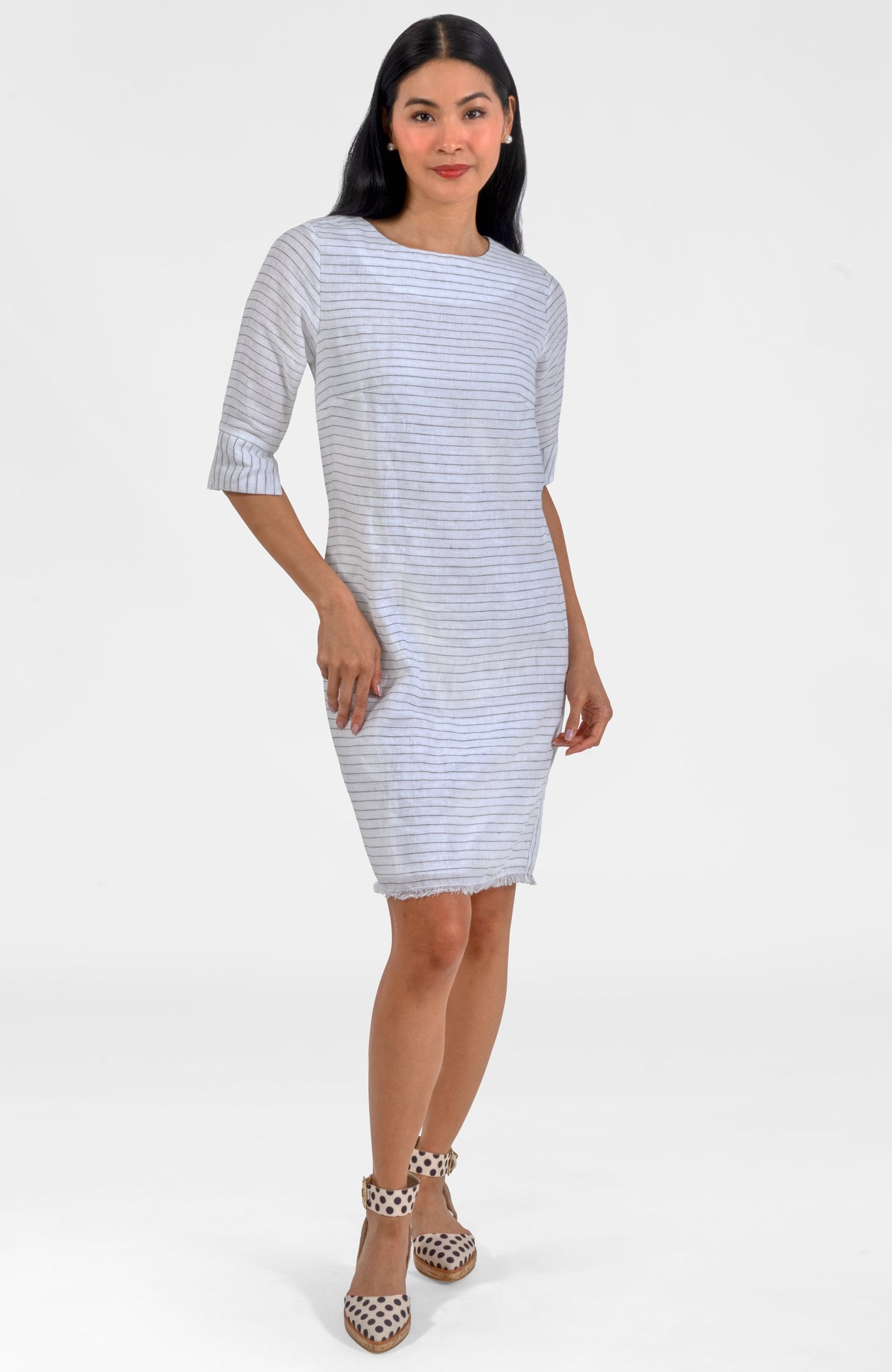 Linen Fringe Fun Dress - Stripe It