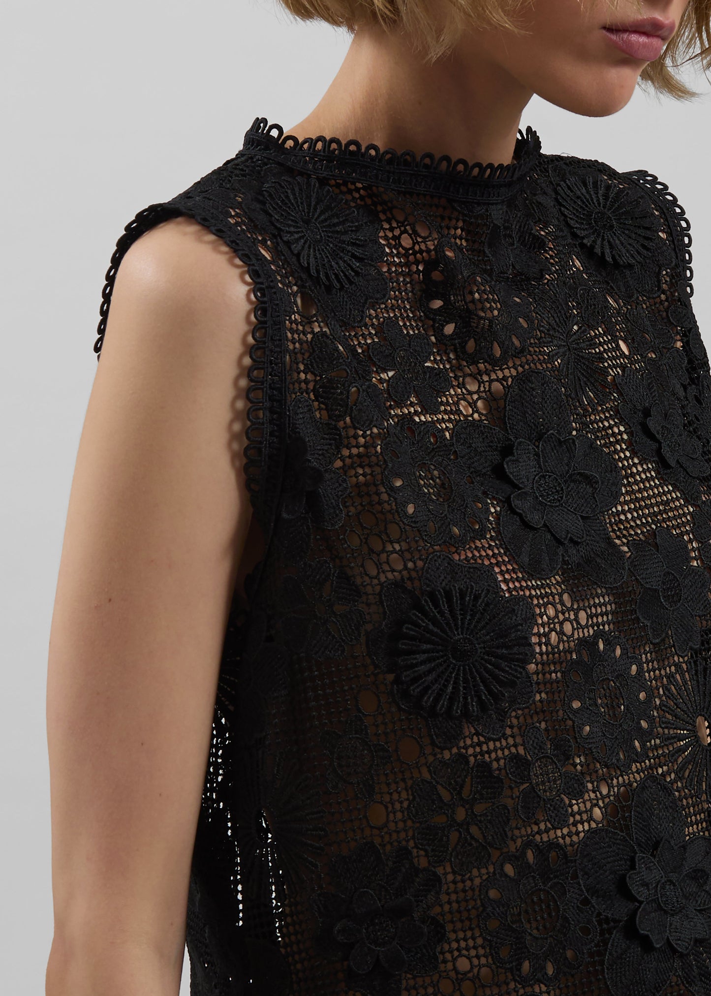 Firenze Floral Lace Mini Dress - Black