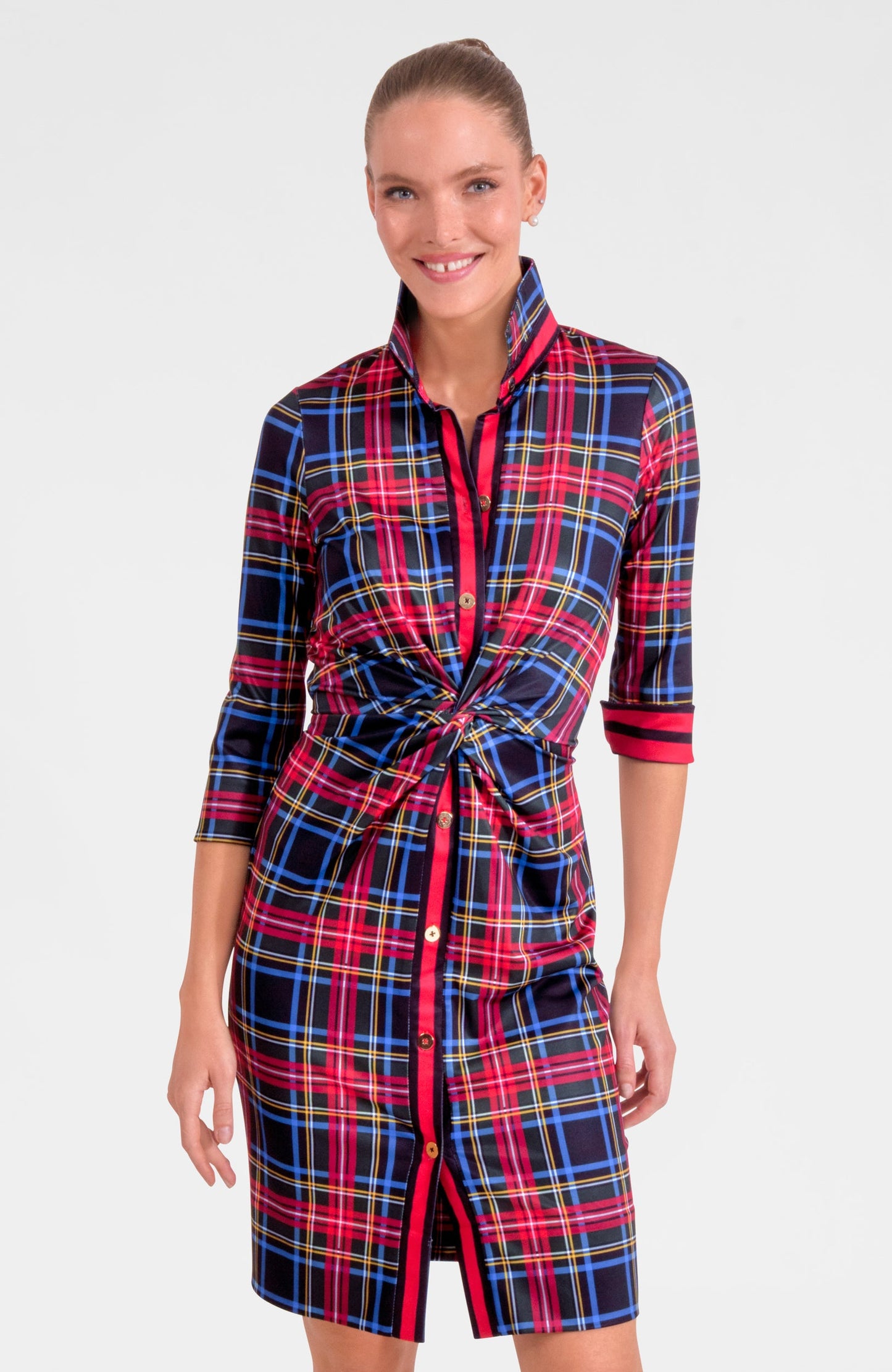 Twist & Shout Dress - Stewart Plaid