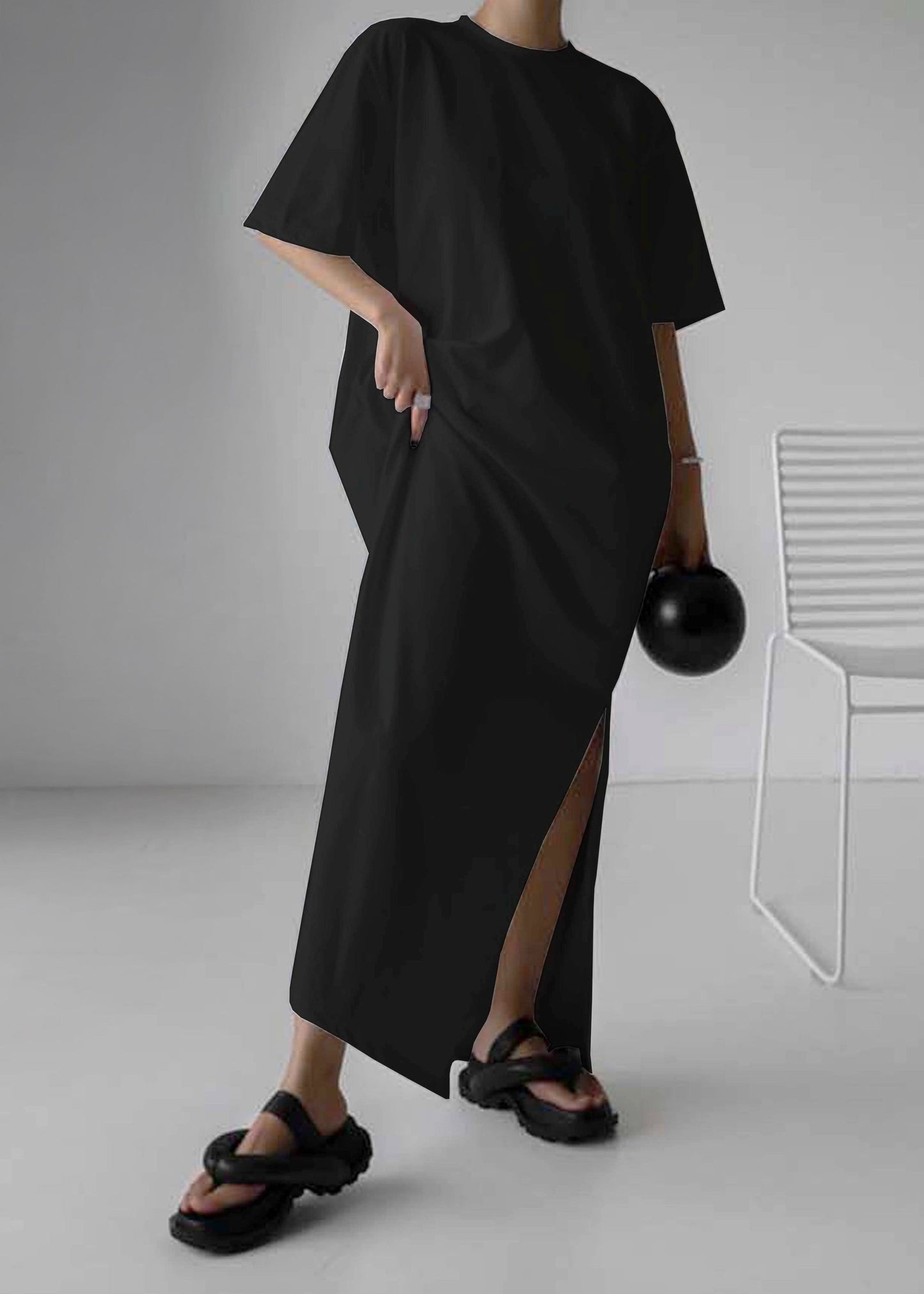 Lou Oversized Tee Dress - Black