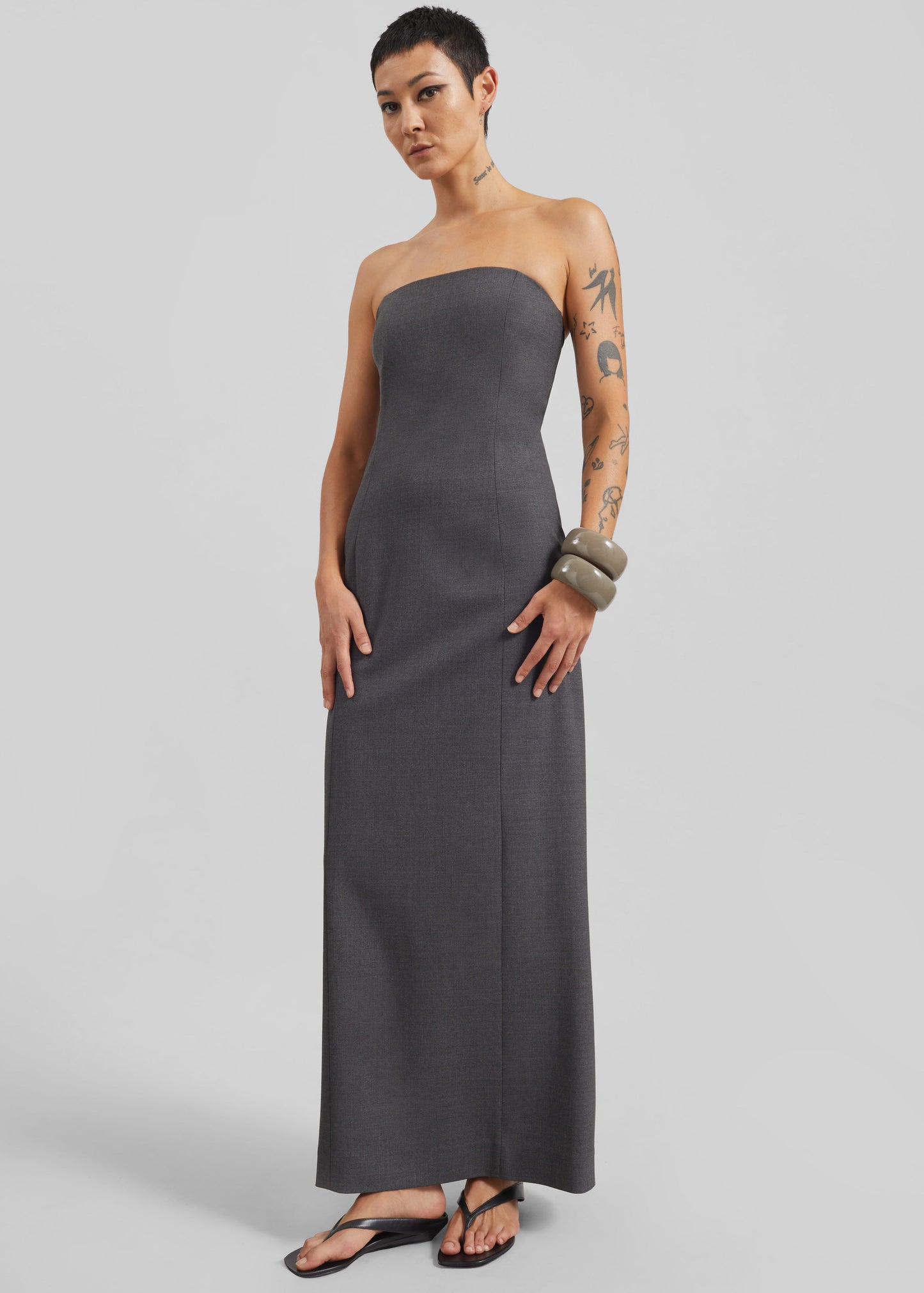 Loulou de Saison Shilo Bustier Maxi Dress - Anthracite Melange