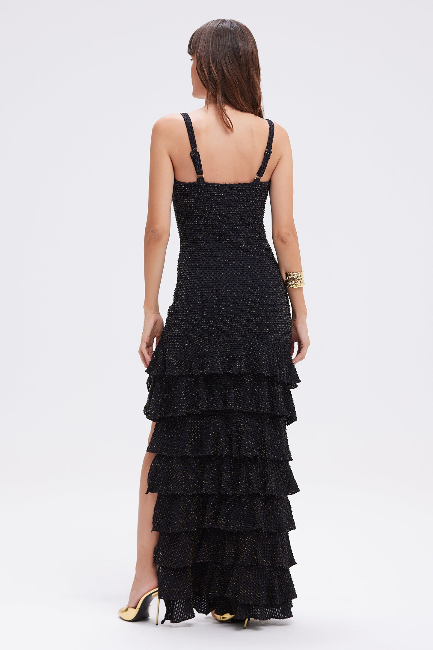 GAVEA MESH FLUTTER MIDI DRESS