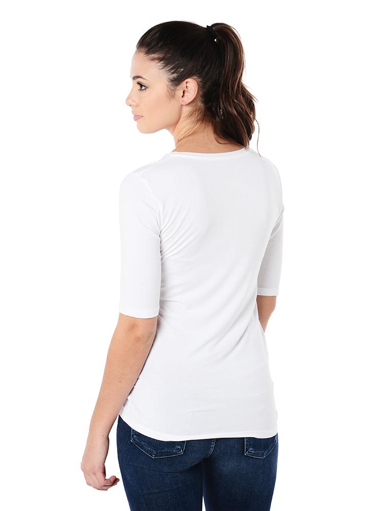 Majestic Elbow Sleeve Crew Neck Tee