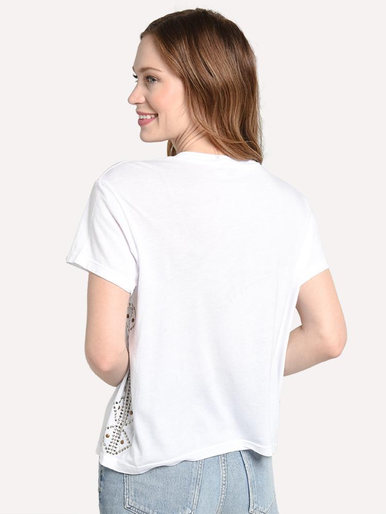 Monrow Women's Motif Studs Vintage Crew Tee