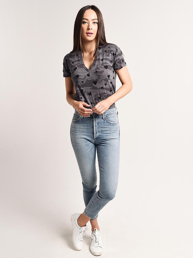 Monrow Relaxed Camo Heart Tee