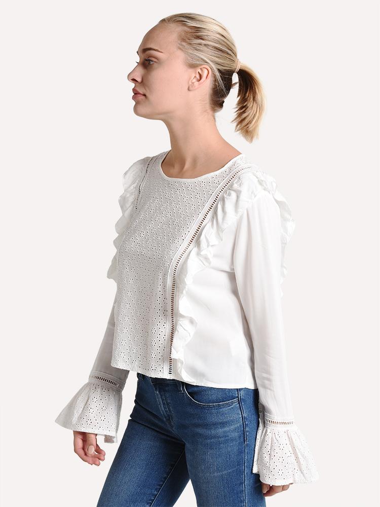 Jack Women's Eyelet It Happen Ruffle Blouse