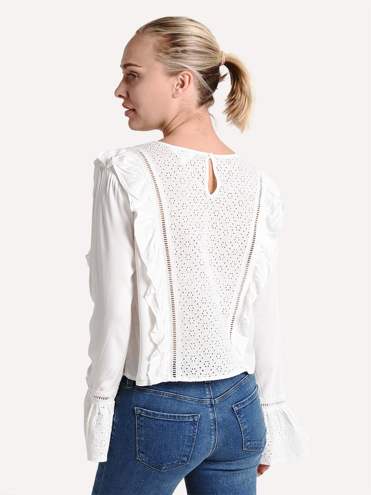 Jack Women's Eyelet It Happen Ruffle Blouse