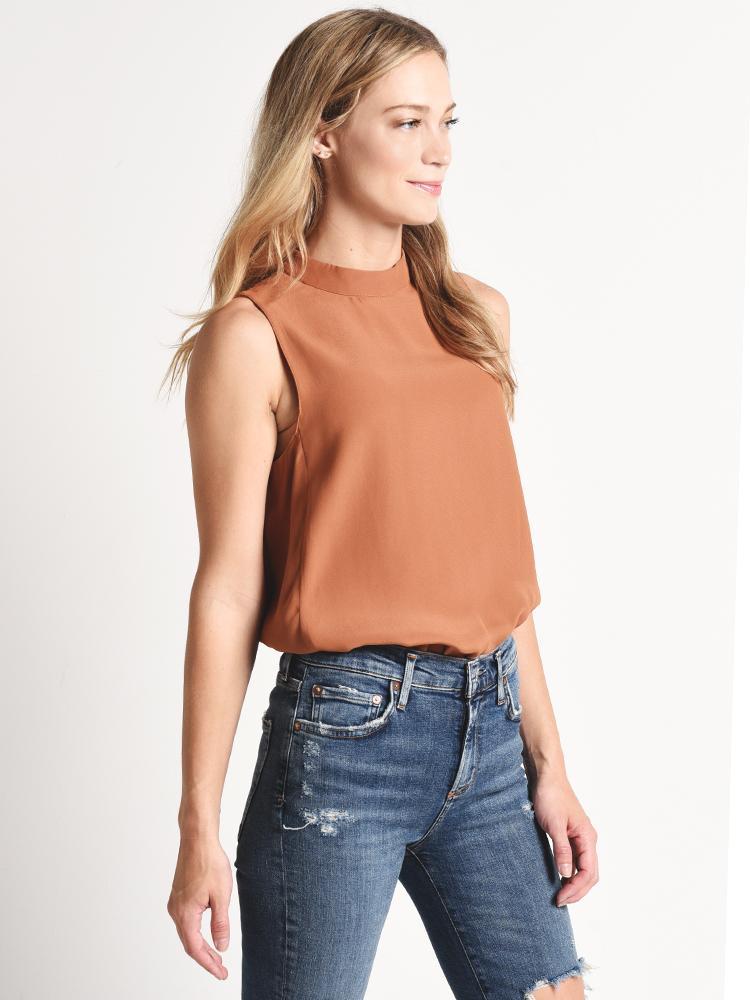 Naked Zebra Mock Neck Curved Hem Top
