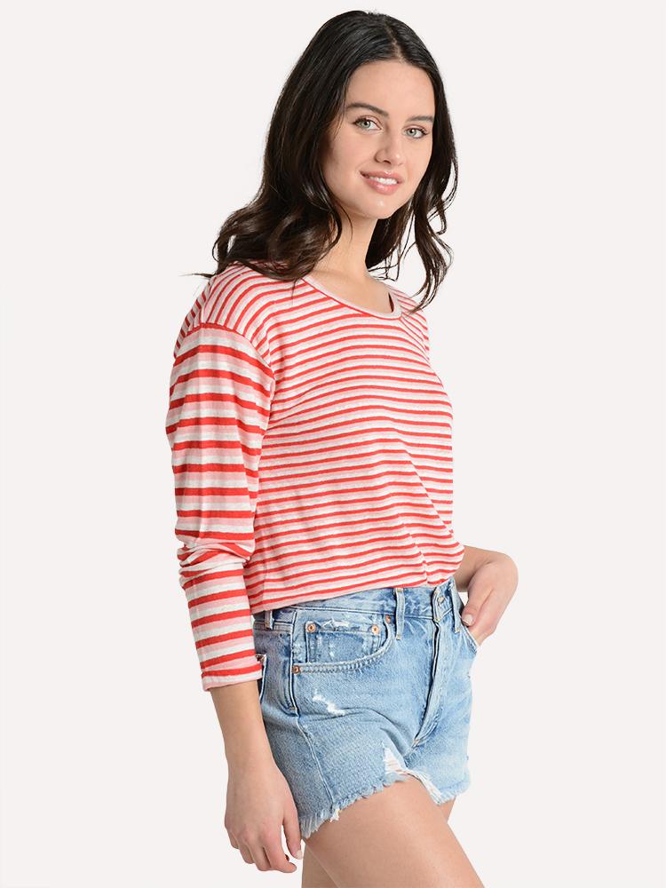 Chinti & Parker Pink Linen Isabel Long Sleeve T-Shirt