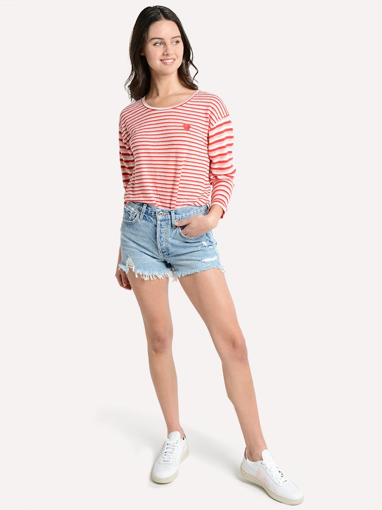 Chinti & Parker Pink Linen Isabel Long Sleeve T-Shirt